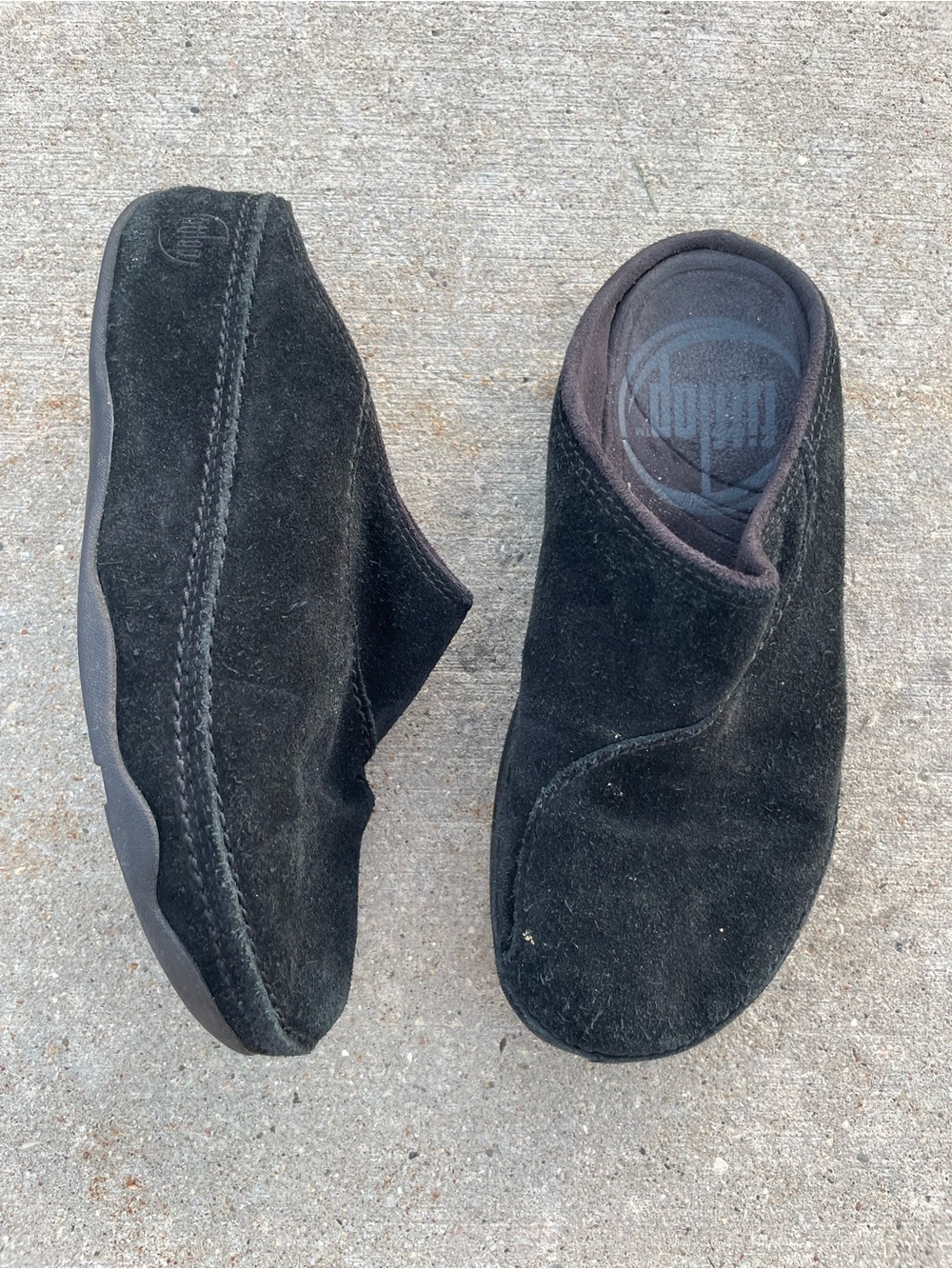 Black Suede Slip-On firflop womens Shoes size 7